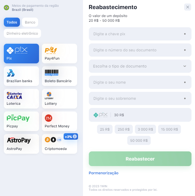 deposito 1win aviator